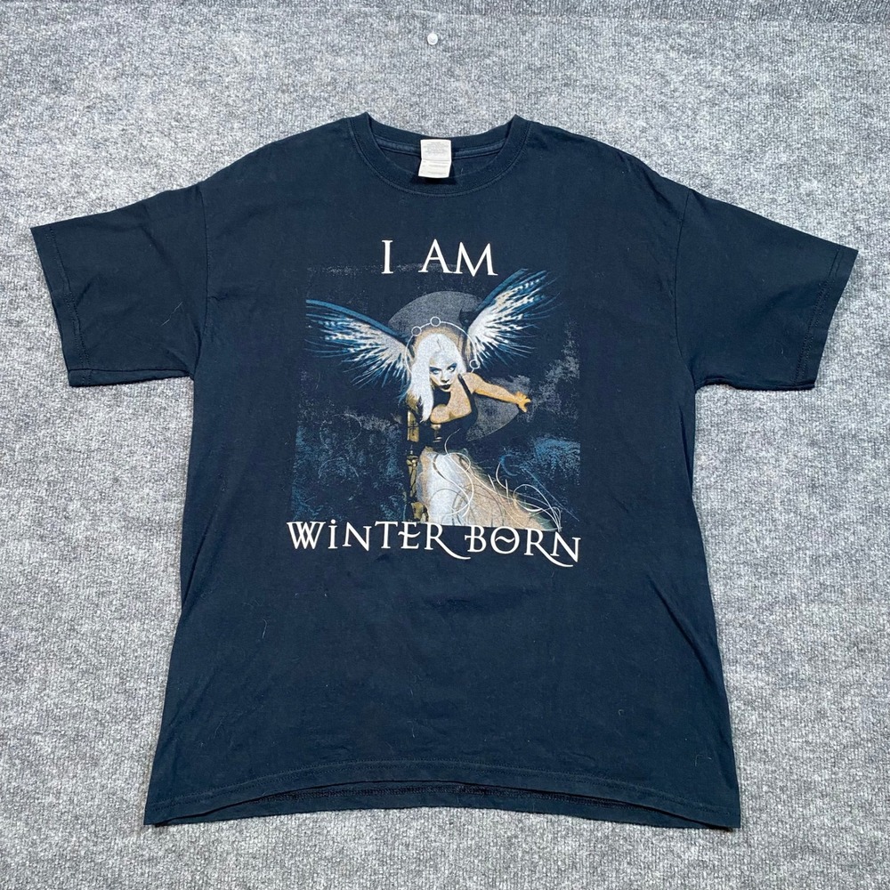 Cruxshadows I Am Winter‎ Born Graphic T-Shirt Black Mens Large Lyric Back Tee